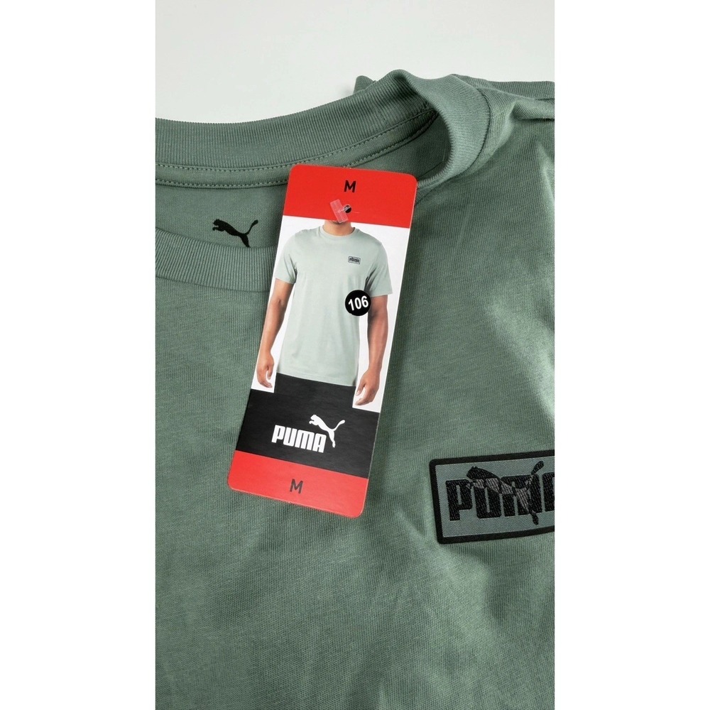 PUMA Essentials M No 1 Logo Tee Crew Neck Short Sleeve T-Shirt Mens Green